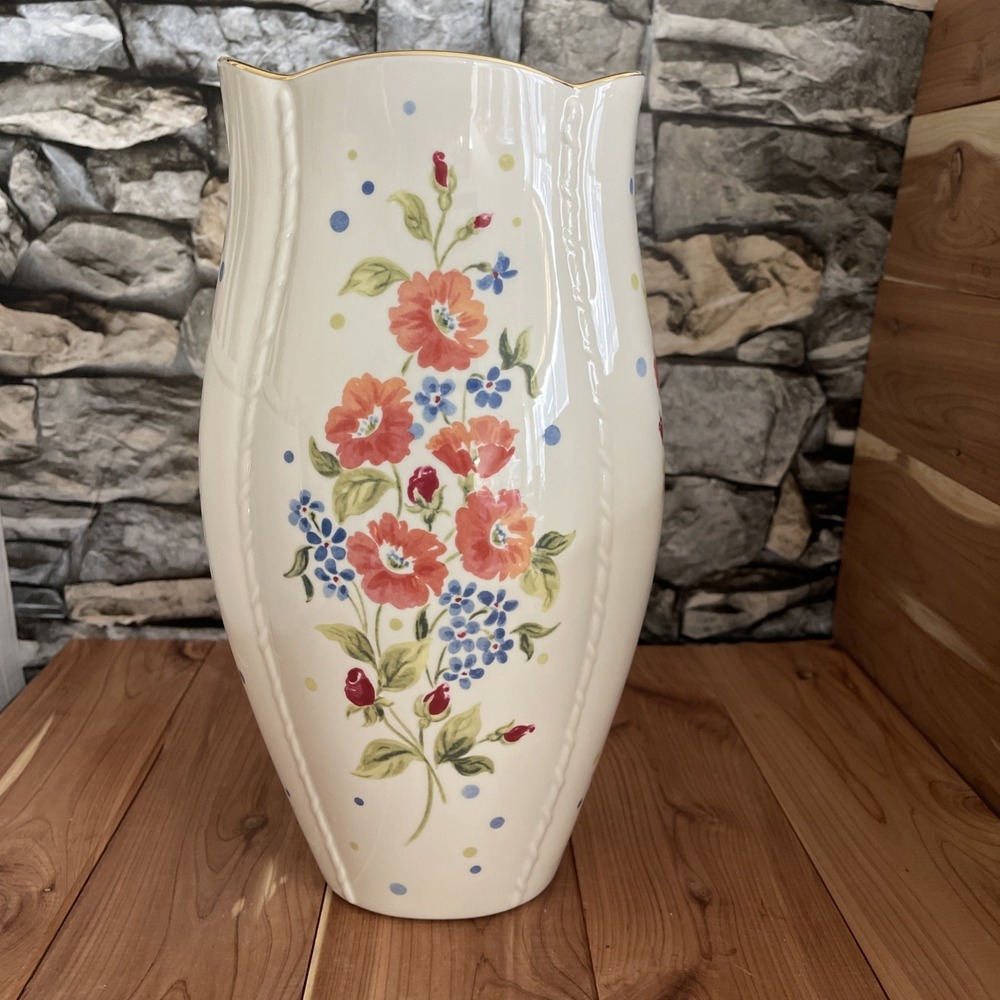 LENOX Forget Me Nots, Floral. Large Vase (11 1/2" H) Home Decor Cottagecore